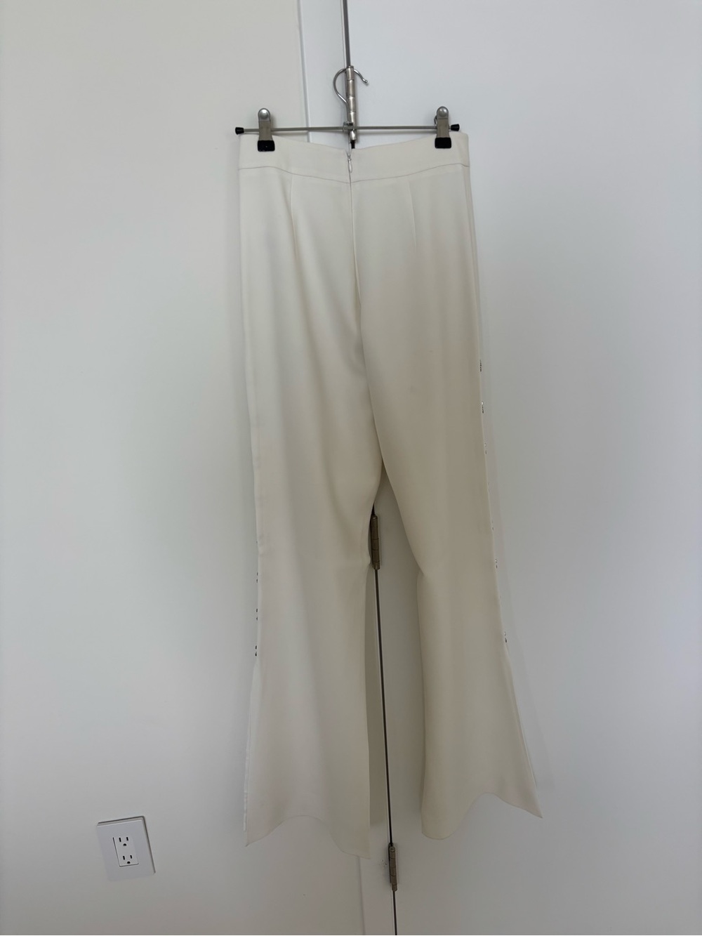 Jonathan Simkhai Cream Wide-Leg Snap-Trim Pants - Picture 3 of 5